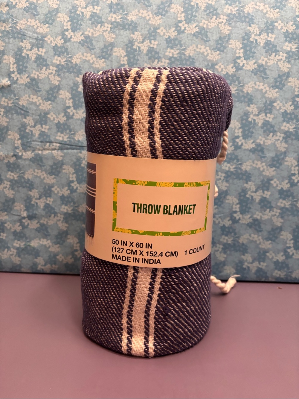 Blue Stripe Cotton Throw Blanket